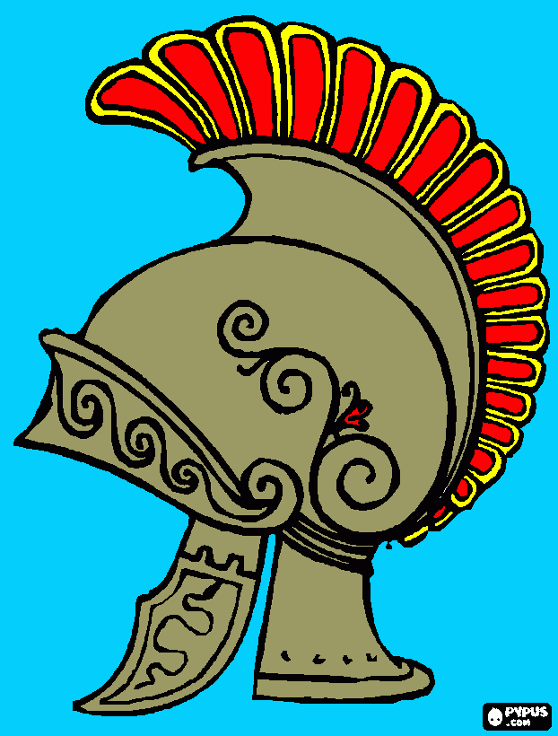 Colorear Casco de un centurión romano. El centurión era un oficial profesional al mando de una centuria en el ejército romano para colorear
