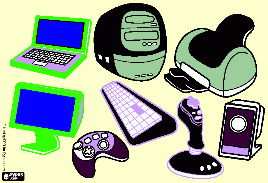 Colorear computadora y partes para colorear