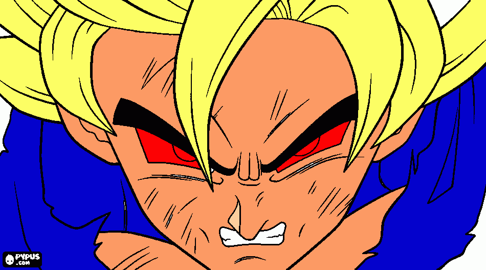 colorear la cara de un goku furioso para colorear