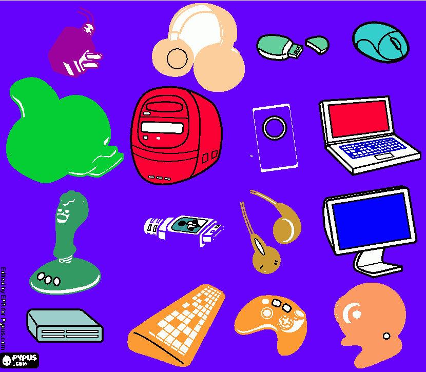 Colorear los dipositivos que van en una computadora para colorear
