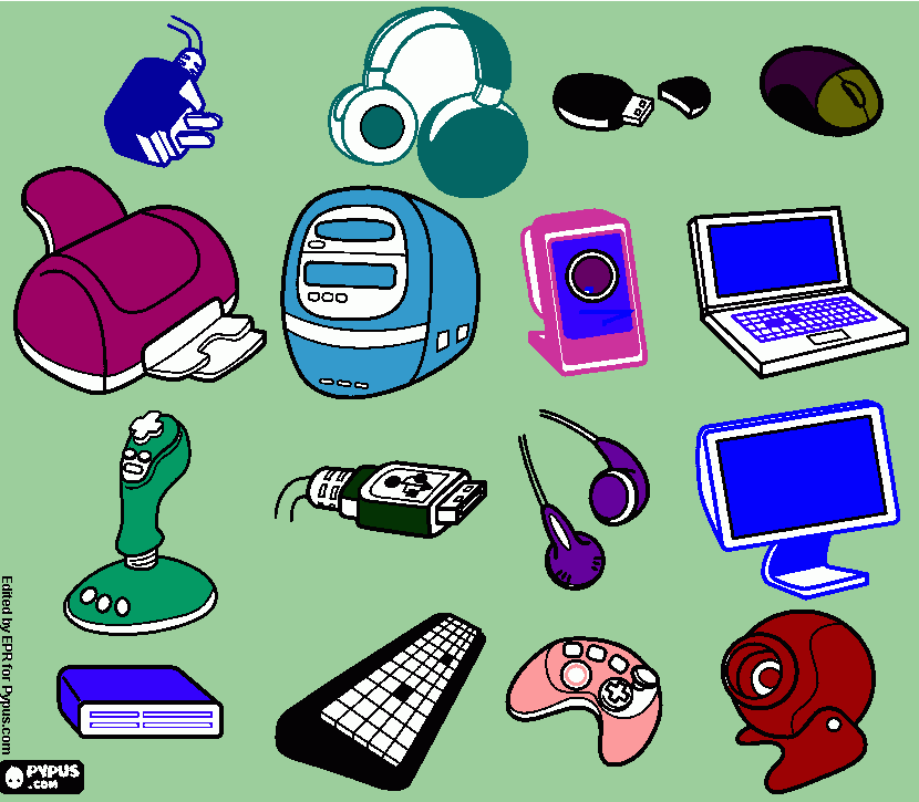 colorear partes de la computadora para colorear