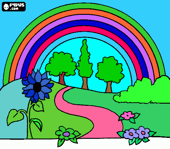 colorido un paisaje hermoso para colorear