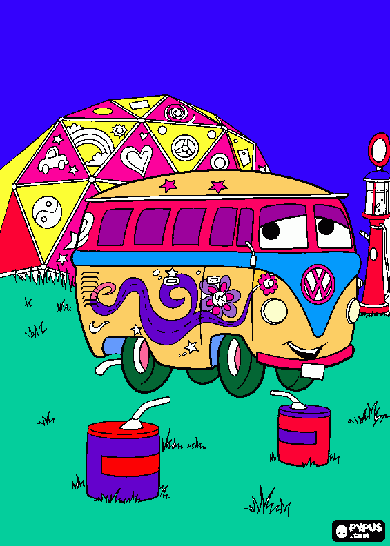 combi hippi color para colorear