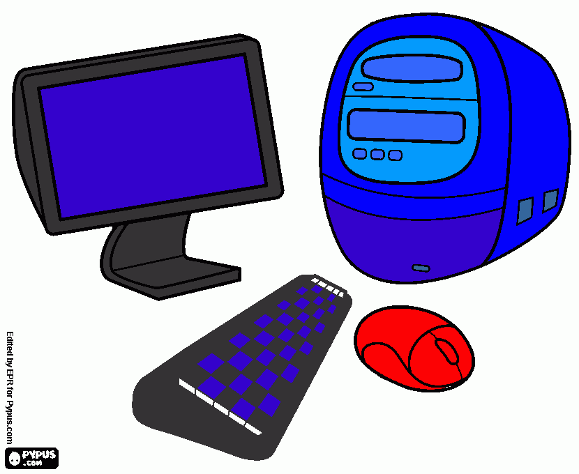 computador y sus partes para colorear