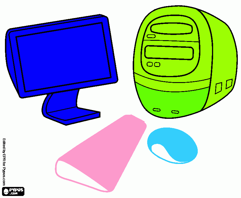 Computadora de escritorio para colorear