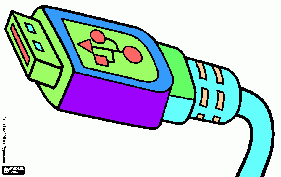 CONECTOR USB CON CABLE para colorear