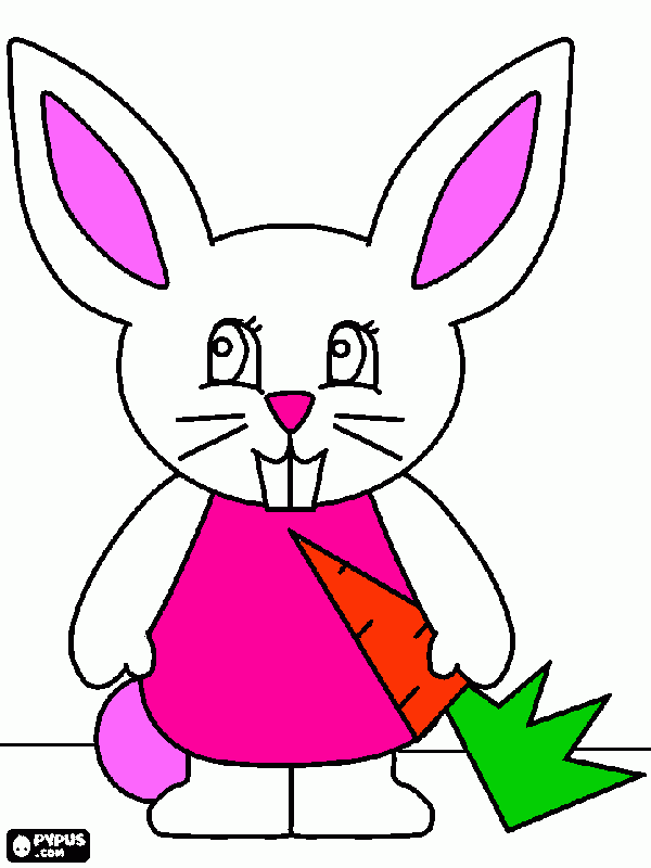 conejita con una zanahoria para colorear