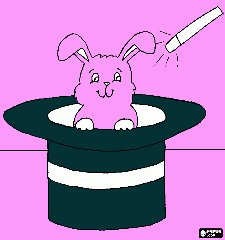 conejo con sombrero para colorear