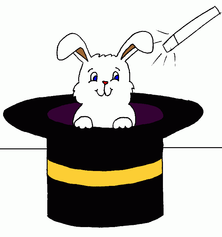 Conejo en sombrero de mago para colorear