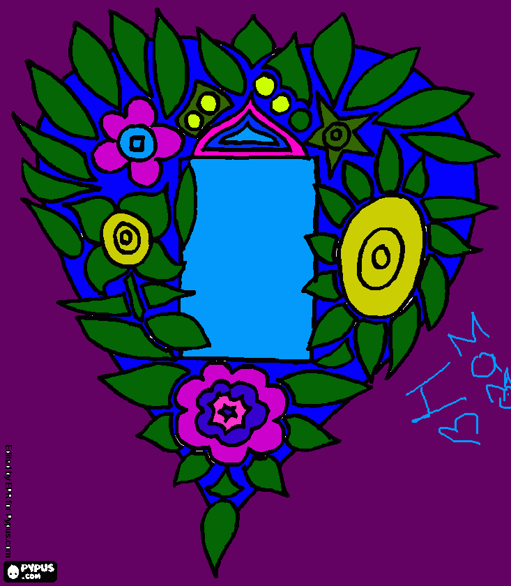 corazon  arreglo  floral para colorear