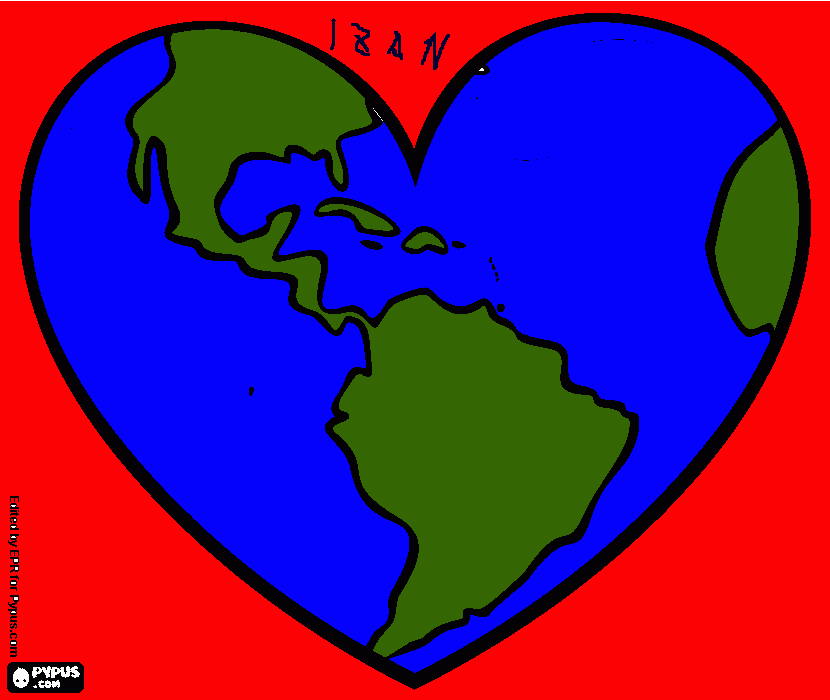 Corazón mundo para colorear