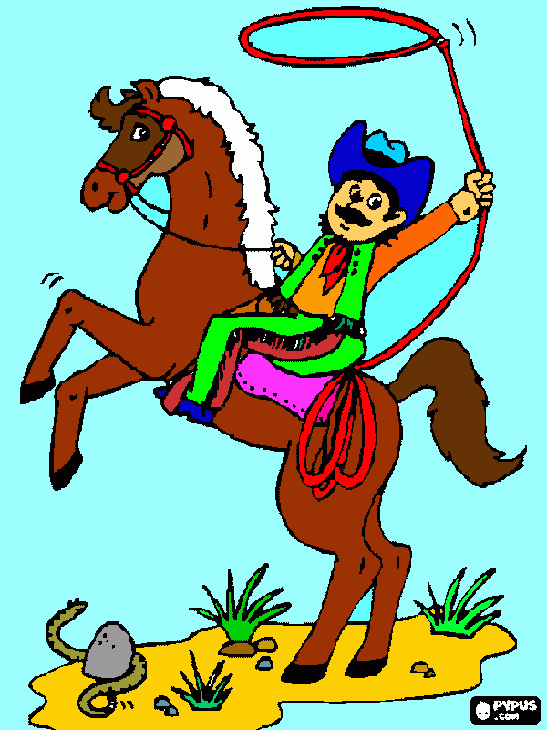 COWBOY Y CABALLO para colorear