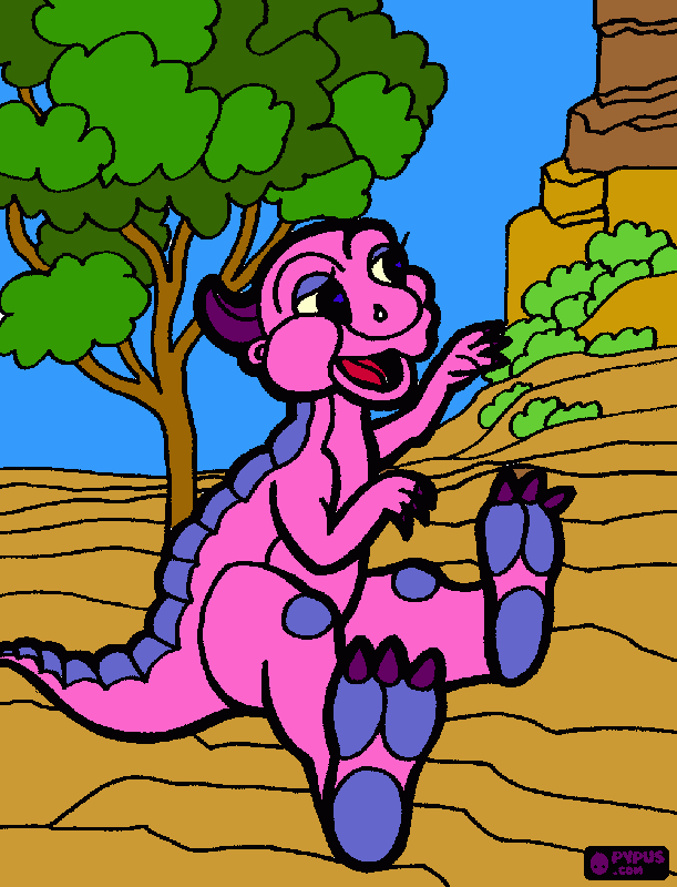cria de dinosaurio sentado para colorear