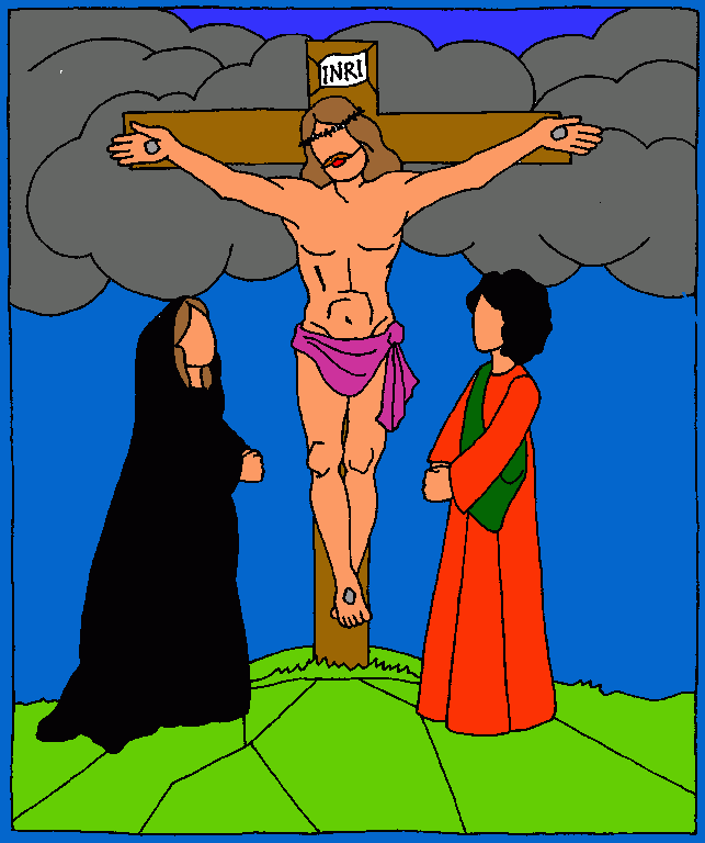 cristo en la cruz para colorear
