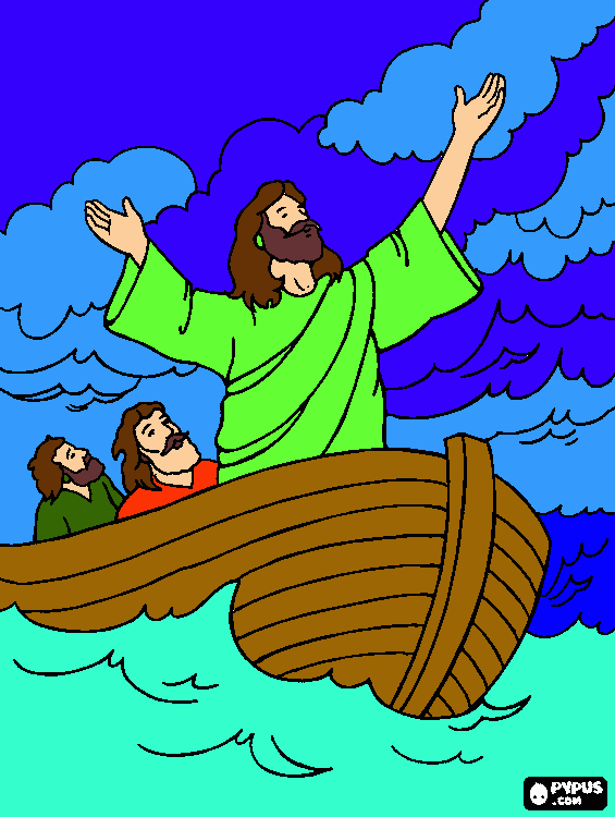 cuando jesus calma el cielo para colorear