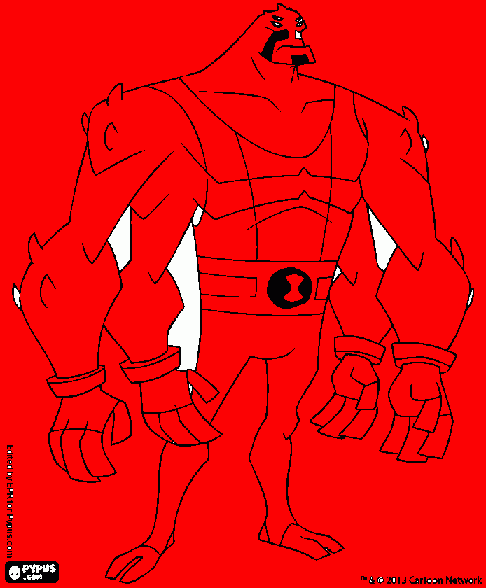 CUATRO BRAZOS ROJO para colorear