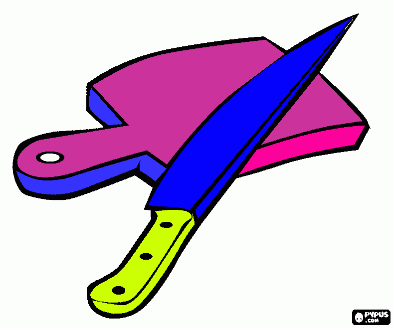 cuchillo y un pica papas para colorear