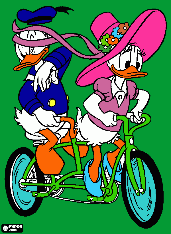 DAISY PATO DONALD BICICLETA para colorear