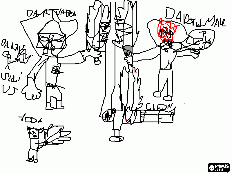 darth vader del lado brillante vs darth maul del lado oscuro para colorear