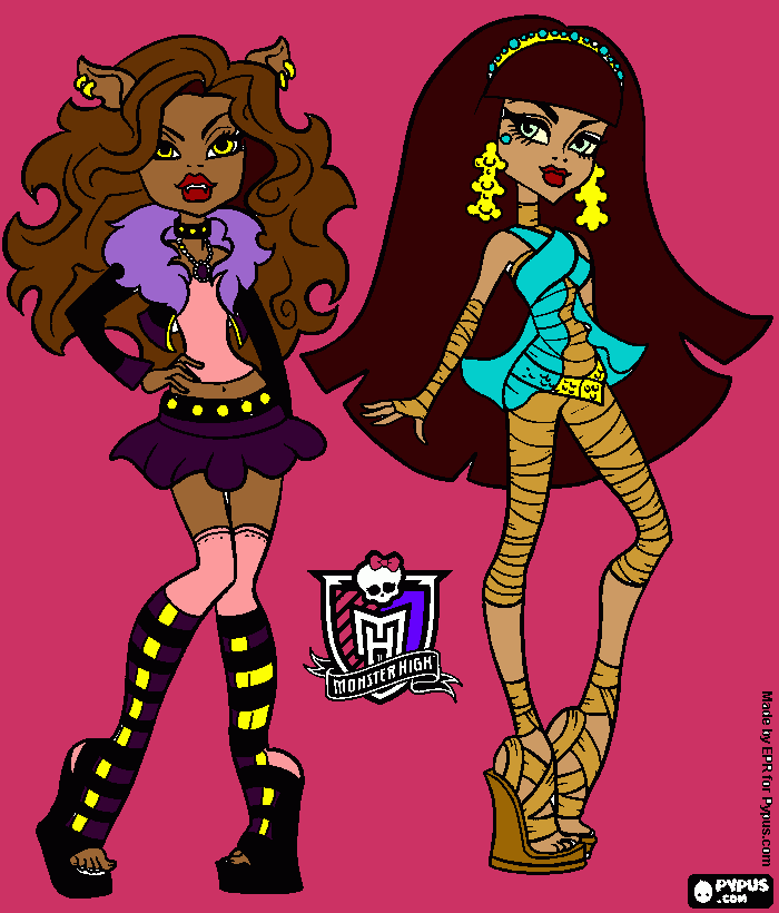  de monster high  de la loba y  cleo para colorear
