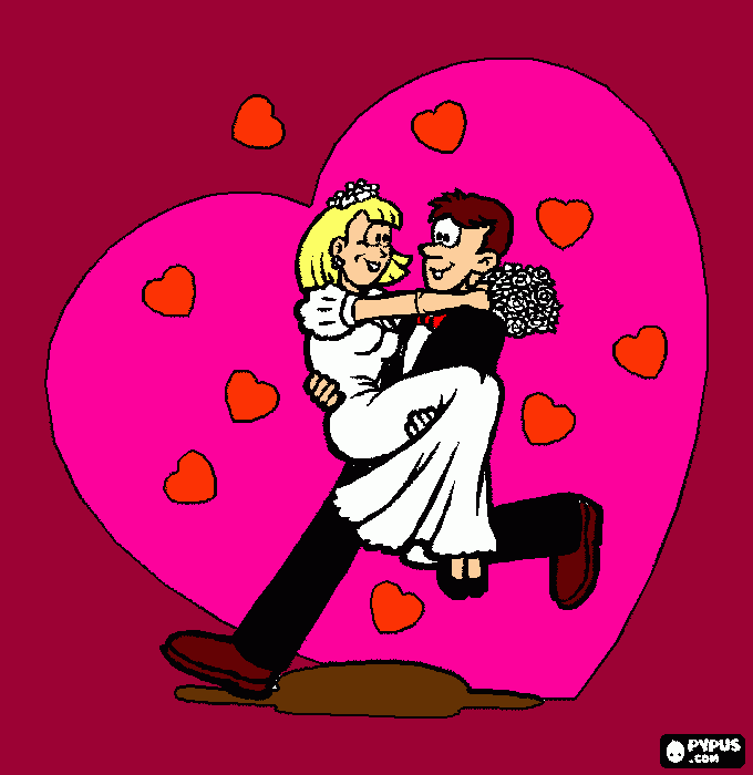 de novios enamorados para colorear