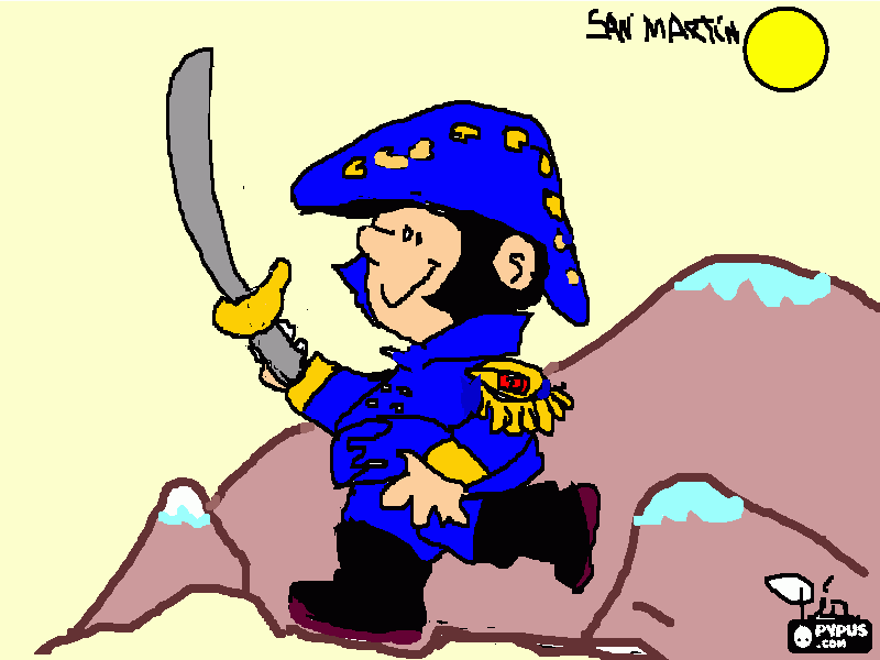de san martin con el uniforme para colorear