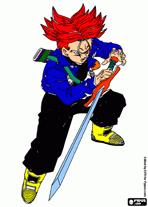 de trunks  ssj  dios  y su pose  para colorear