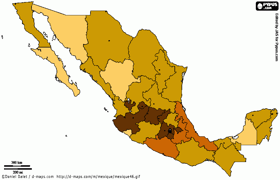 densidad de población de México 2020 para colorear