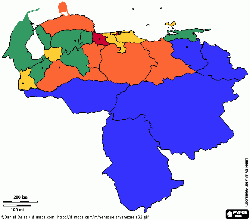 densidad poblacional Venezuela para colorear