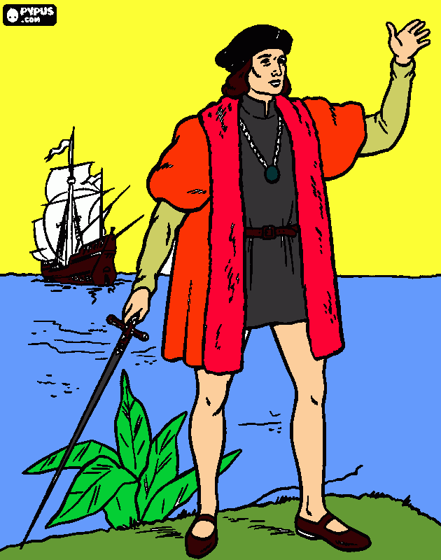 Descubrimiento de america cristobal colon para colorear