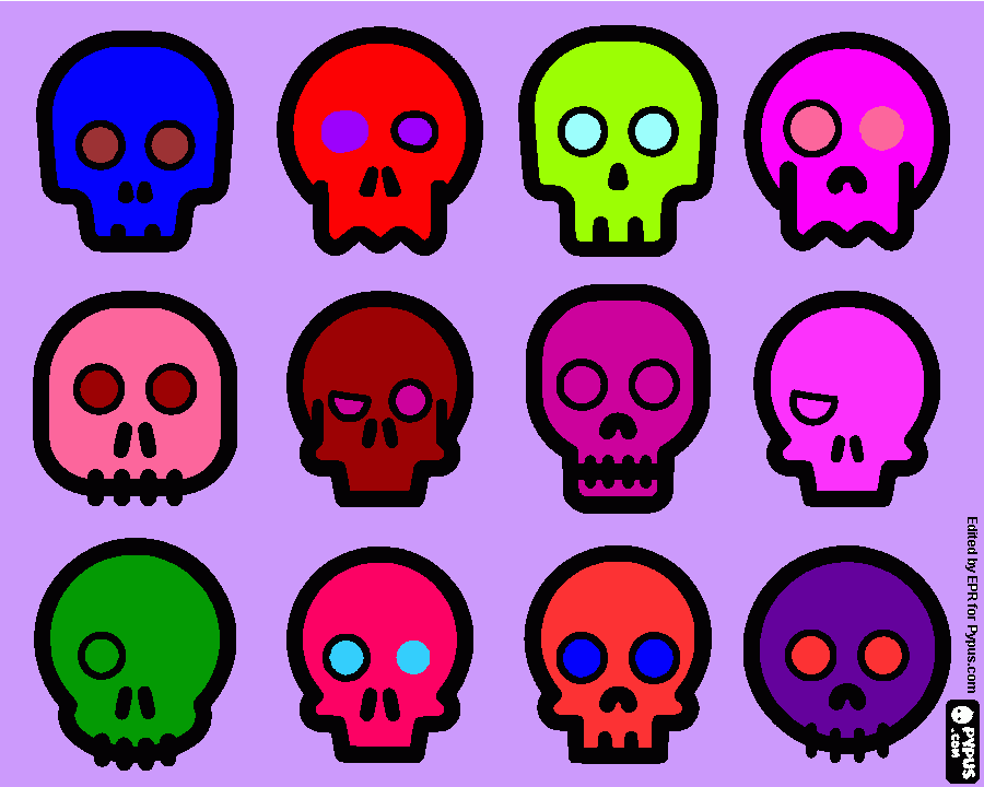 dia de muertos, calaveras coloreadas para colorear