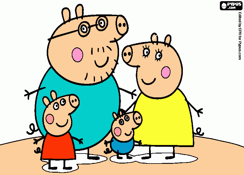 dibujo   de     la   familia    de    pepa para colorear