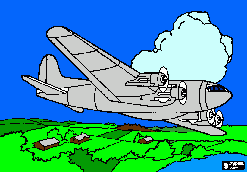 dibujo alonso avión cuatrimotor para colorear