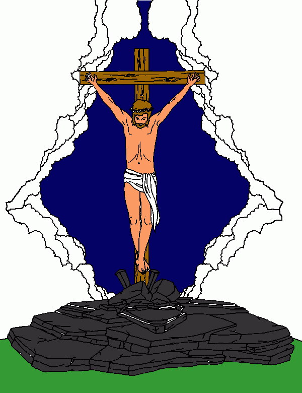 Dibujo Biblico, Jesús en la cruz para colorear