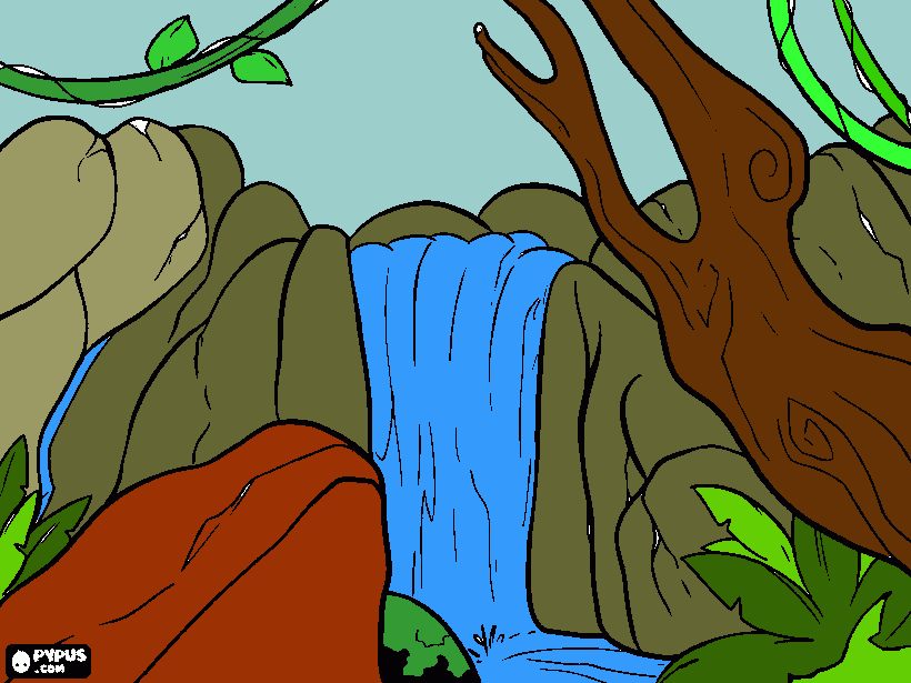 dibujo cascada para colorear
