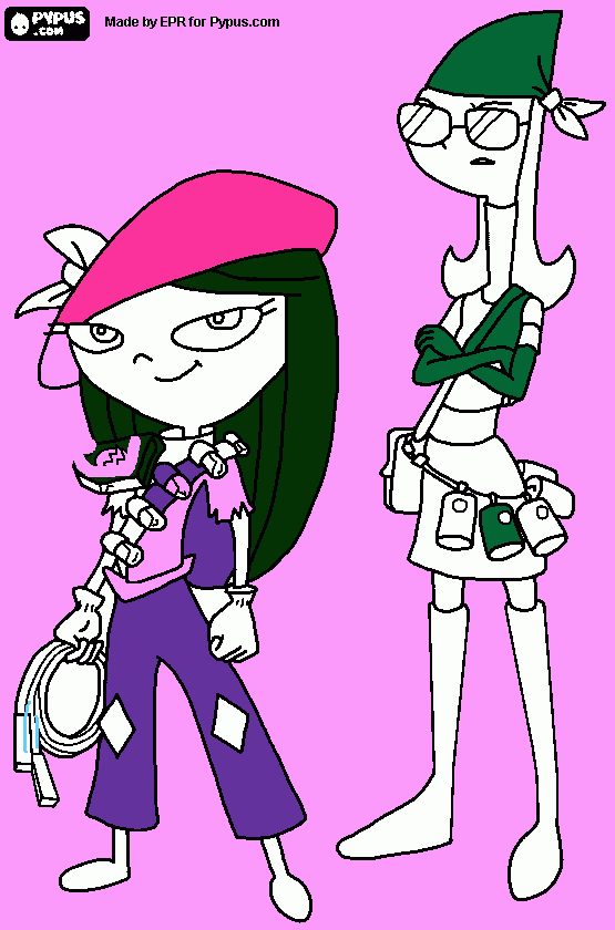 dibujo de candas flin y isabela para colorear