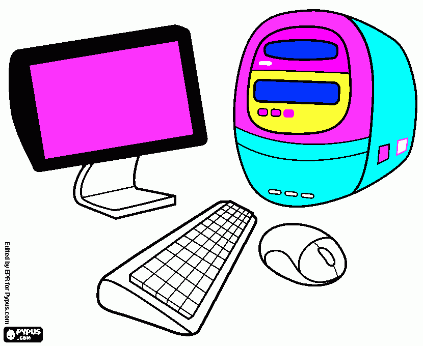 dibujo de computador, un teclado y ratón para colorear