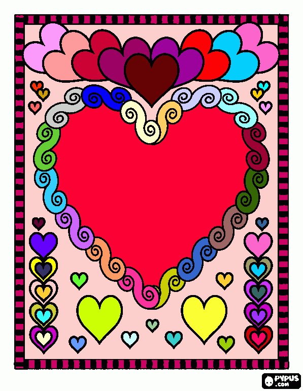 dibujo de corazones de colores  para colorear