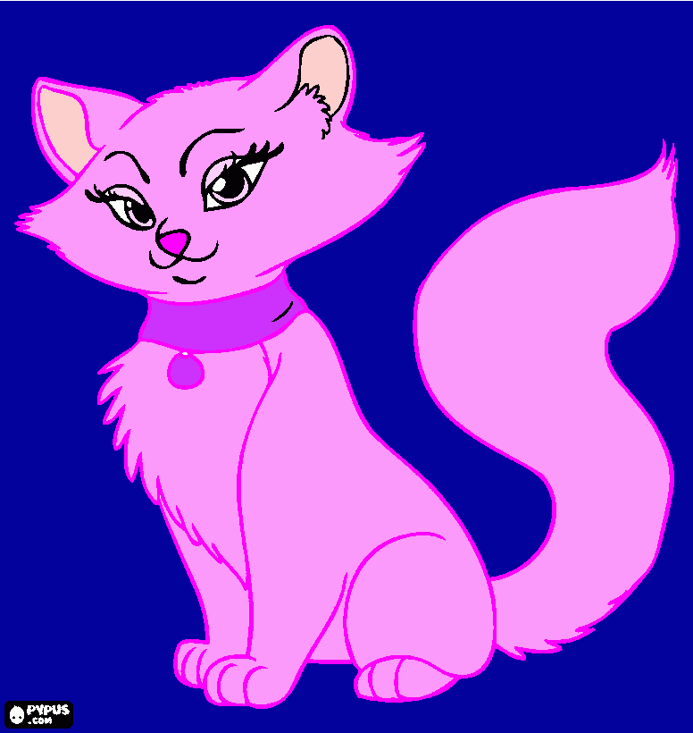 dibujo de gato de color rosa para colorear