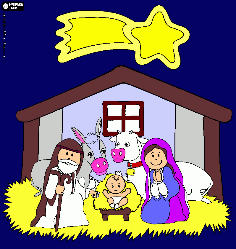 dibujo de Jesús en el pesebre para colorear