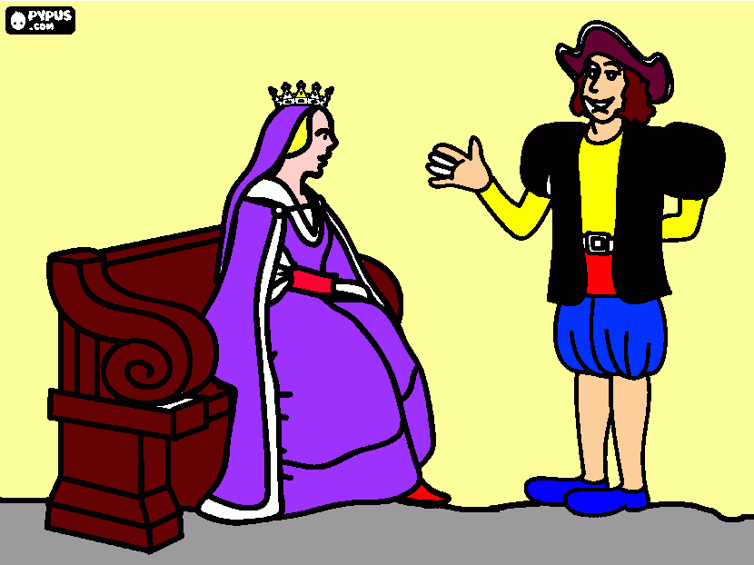 DIBUJO DE LA REINA ISABEL Y CRISTOBAL COLÓN para colorear