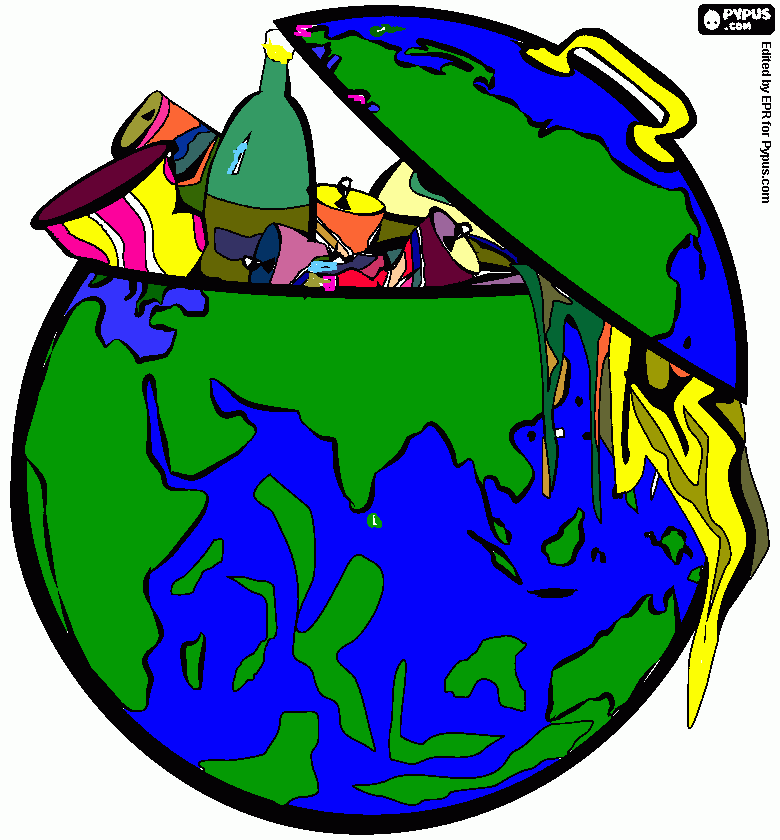 dibujo de la tierra un contenedor de residuos para colorear