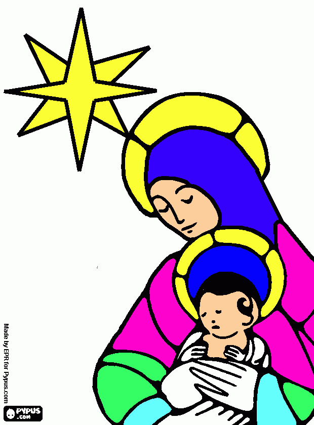 dibujo de la virgen para colorear