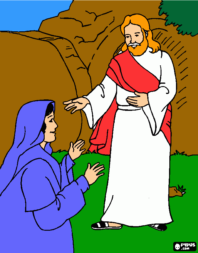 Dibujo de María Magdalena Jesús resucitado para colorear