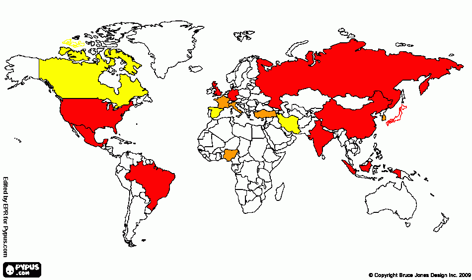 DIBUJO DE PAISES MAS RICOS DEL MUNDO para colorear