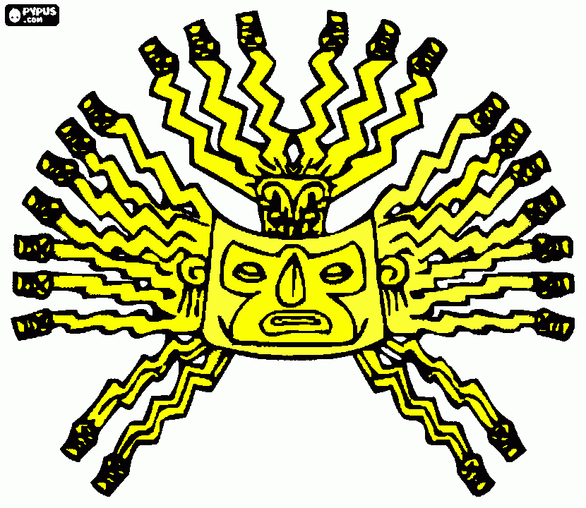dibujo del inca dios sol para colorear