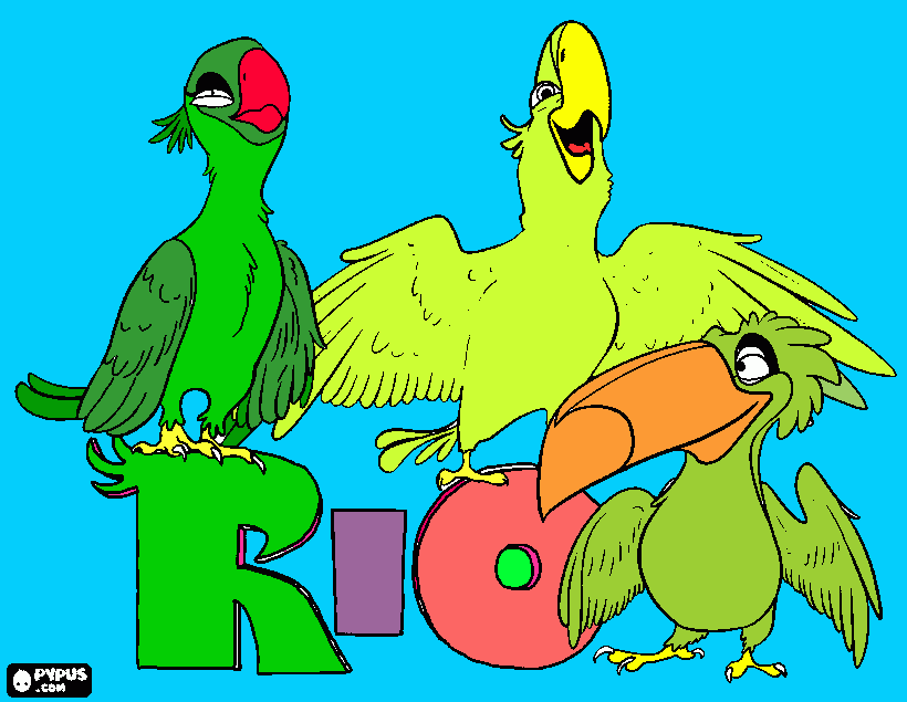 dibujo del loro de la pelicula del rio  para colorear