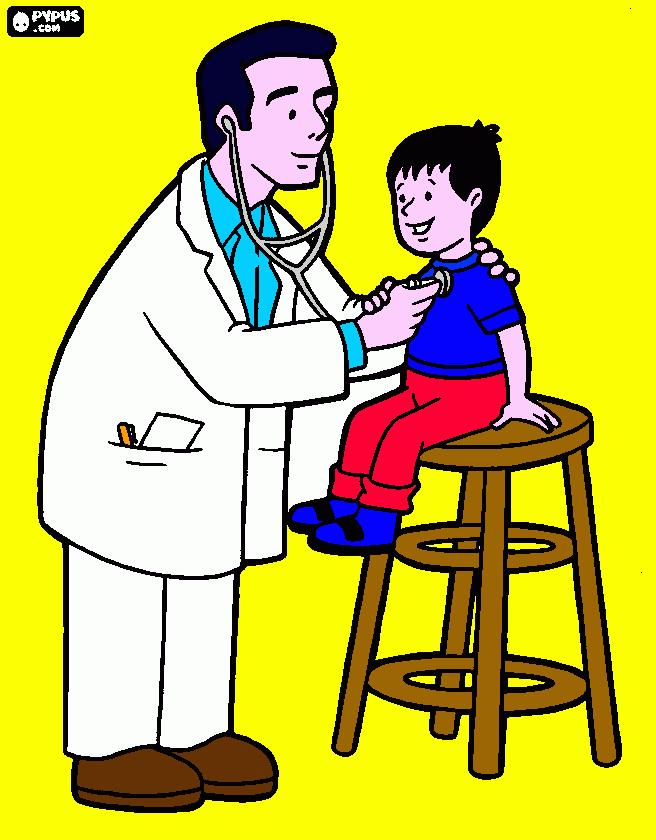 Dibujo del medico con su paciente para colorear