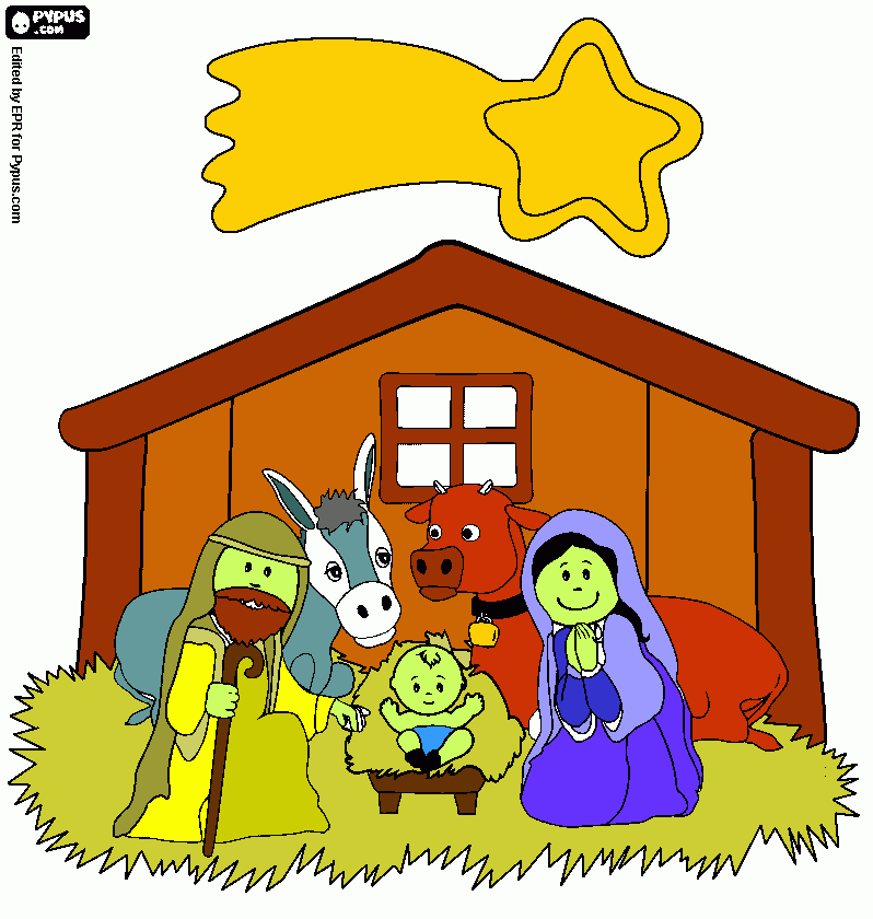 Dibujo del nacimiento de Jesús  para colorear
