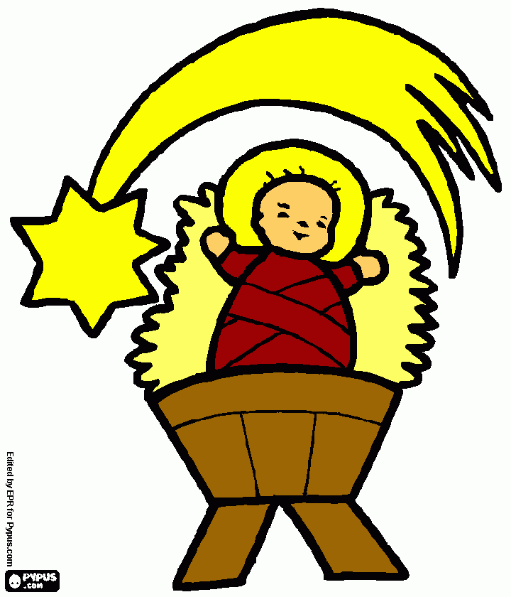 Dibujo del niño Jesús recién nacido. para colorear